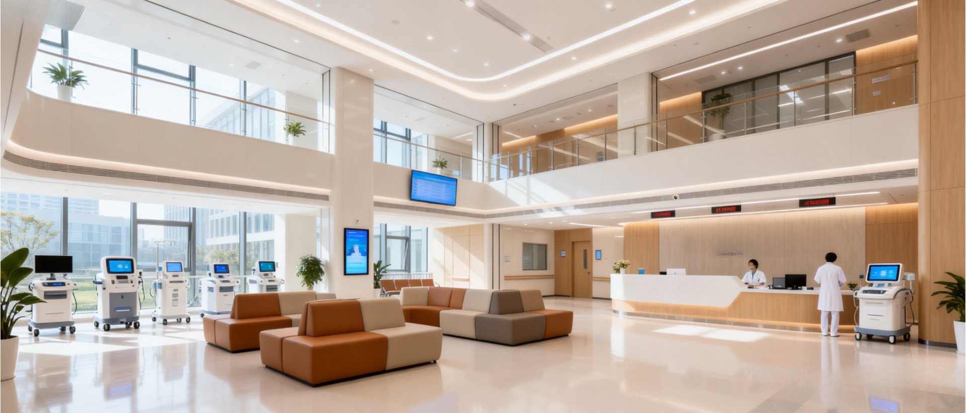 Modern hospital lobby — Shanghai health checkup center